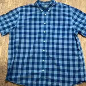 The Foundry Supply Co Men's Button Down Shirt 3XLT Blue Plaid Short Sleeve